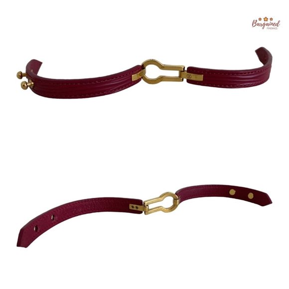 Authentic Louis Vuitton Burgundy Leather Gold Keyhole Bracelet 17 - Picture 9 of 13